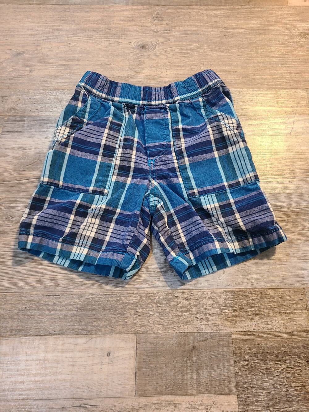 Place 3t boys blue plaid shorts
